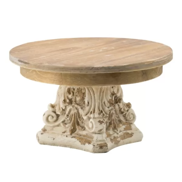 Decorative Trays-Kirkland's Home White And Natural Round Plate Stand White/Brown