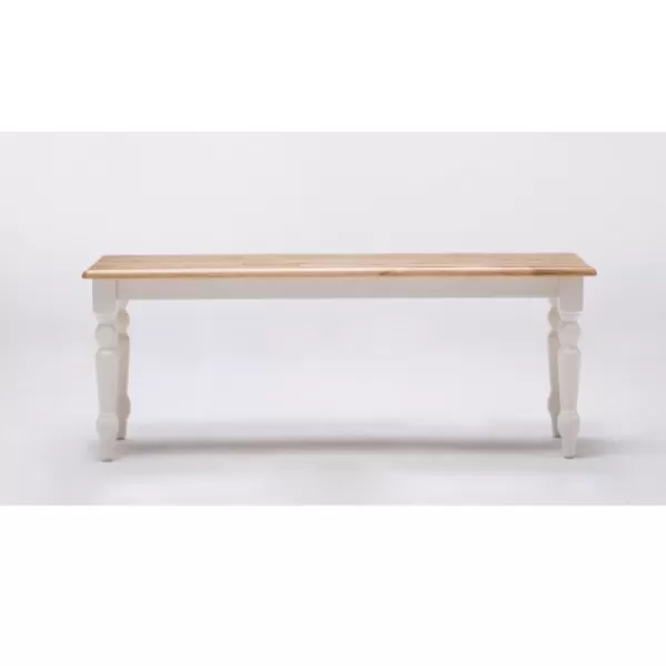 Dining Chairs-Kirkland's Home White And Natural Wood Dining Bench White/Tan