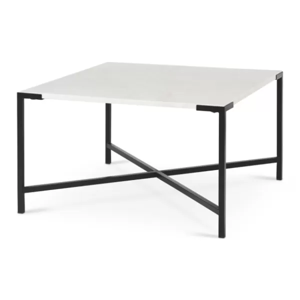 Coffee Tables-Kirkland's Home White And Onyx Marble Top Square Coffee Table