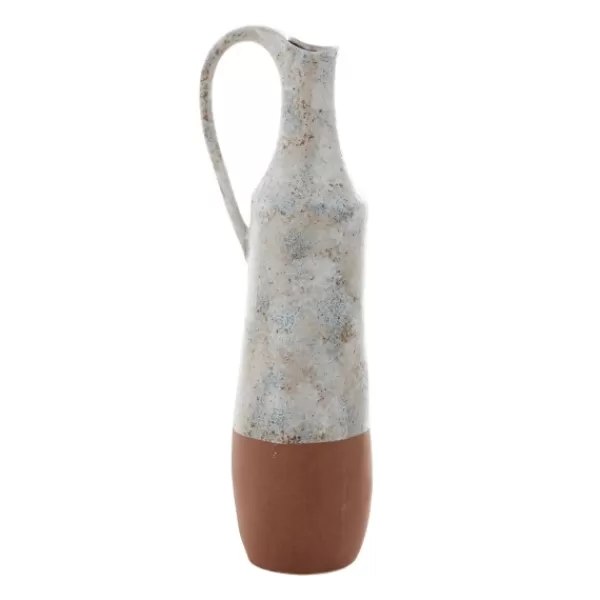 Vases-Kirkland's Home White And Rust Brown Ceramic Vase, 23 In. White/Brown