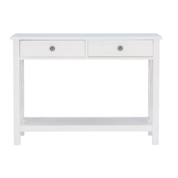 Entryway Furniture-Kirkland's Home White Antique Pine X Console Table
