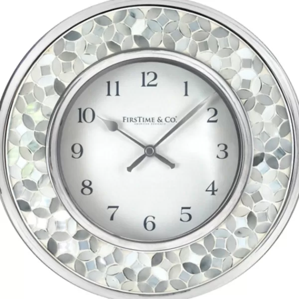 Clocks-Kirkland's Home White Arabesque Mosaic Frame Wall Clock