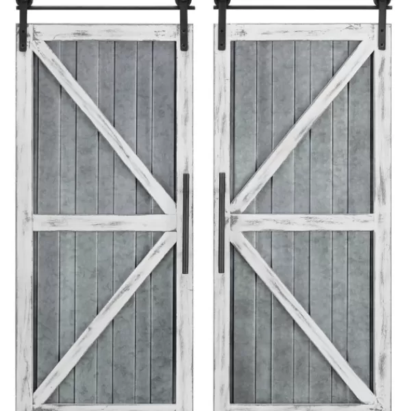 Wall Plaques-Kirkland's Home White Barn Door Galvanized Wall Plaques, Set Of 2 Gray