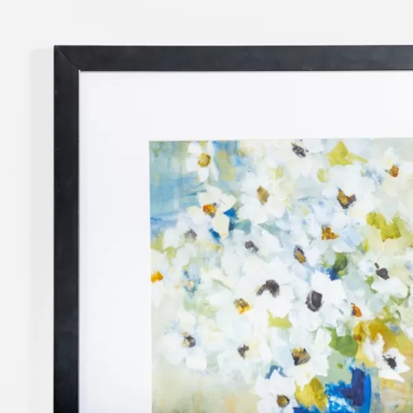 Framed Art-Kirkland's Home White Daisies In Blue Vase Framed Art Print White/Blue