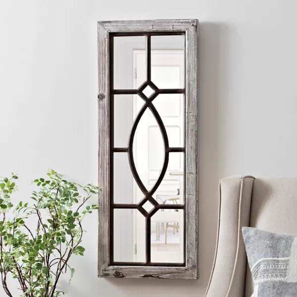 Decorative Mirrors-Kirkland's Home White Distressed Panel Wall Mirror