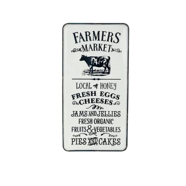 Wall Quotes & Signs-Kirkland's Home White Iron Farmer'S Market Wall Plaque White/Black