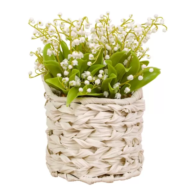 Arrangements & Greenery-Kirkland's Home White Lily Of The Valley Arrangement In Basket White/Green