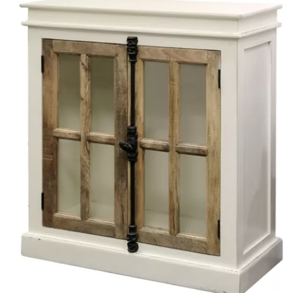 Cabinets & Sideboards-Kirkland's Home White Marengo Windowpane 2-Door Cabinet