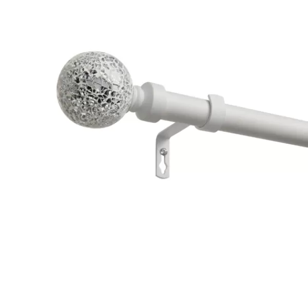 Curtain Rods & Hardware-Kirkland's Home White Mirrored Mosaic Curtain Rod, 120 In.