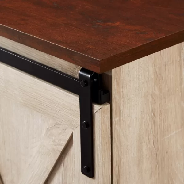 Tv Stands & Media Consoles-Kirkland's Home White Oak Sliding Barn Doors Corner Tv Stand Ivory