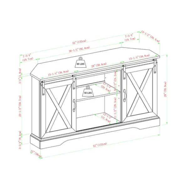 Tv Stands & Media Consoles-Kirkland's Home White Oak Sliding Barn Doors Corner Tv Stand Ivory