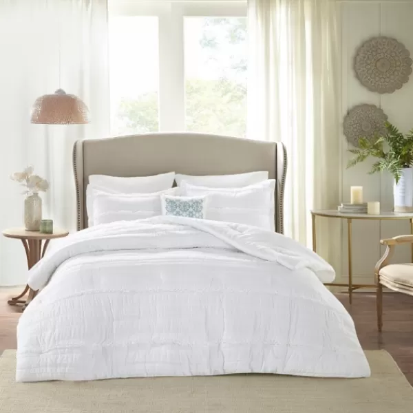 Comforters-Kirkland's Home White Quilted King 5-Pc. Comforter Set White/Blue