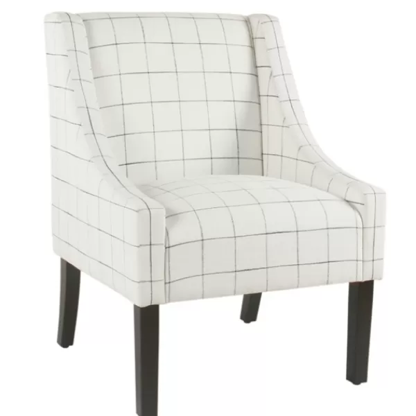 Accent Chairs-Kirkland's Home White Windowpane Modern Swoop Accent Chair White/Black