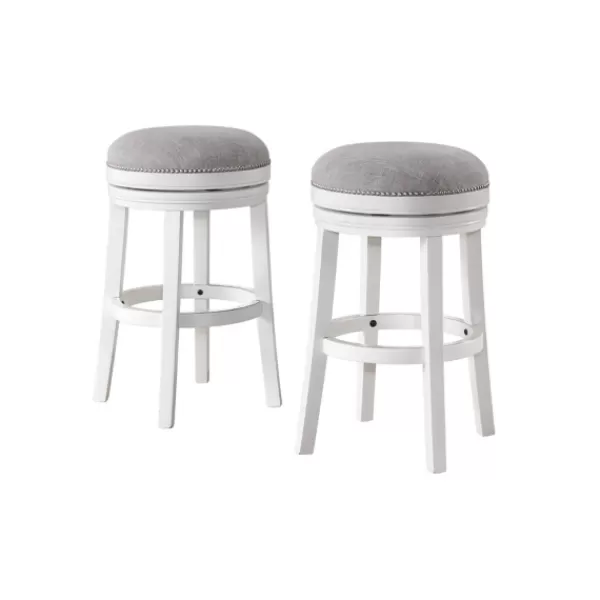 Bar Stools & Counter Height Stools-Kirkland's Home White Wood Backless Swivel 2-Pc. Bar Stool Set Gray