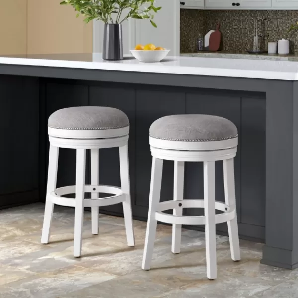 Bar Stools & Counter Height Stools-Kirkland's Home White Wood Backless Swivel 2-Pc. Bar Stool Set Gray