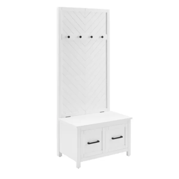 Entryway Furniture-Kirkland's Home White Wood Herringbone Hall Tree