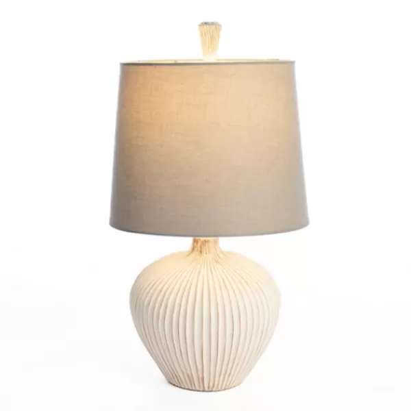 Table Lamps-Kirkland's Home Whitewash Ribbed Gourd Table Lamp Ivory