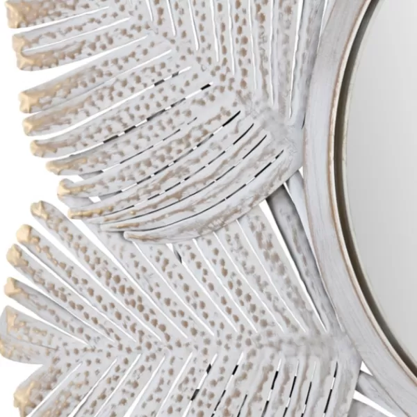 Decorative Mirrors-Kirkland's Home Whitewash Round Palm Leaf Wall Mirror