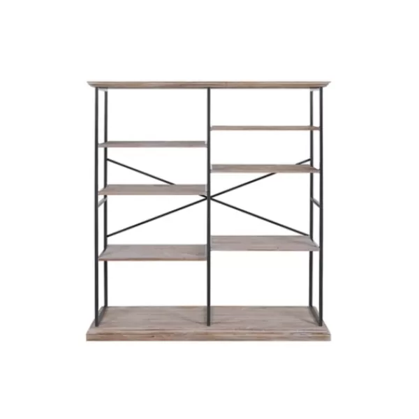 Bookshelves-Kirkland's Home Whitewashed Etagere Industrial Bookshelf