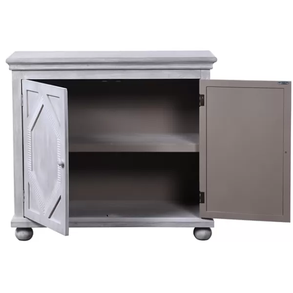 Cabinets & Sideboards-Kirkland's Home Whitewashed Gray Wood Hexagonal Door Cabinet White/Gray