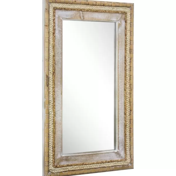 Decorative Mirrors-Kirkland's Home Whitewashed Hand Woven Rattan Mirror