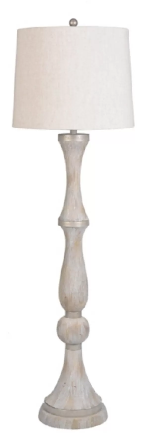 Floor Lamps-Kirkland's Home Whitewashed Silver Trim Floor Lamp Tan