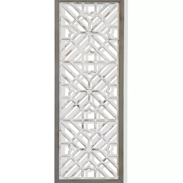 Wall Plaques-Kirkland's Home Whitewashed Wood & Gray Frame Cut Out Wall Plaque White/Gray