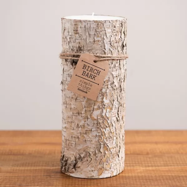 Candles-Kirkland's Home Wide Birch Bark Pillar Candle, 10 In. Brown