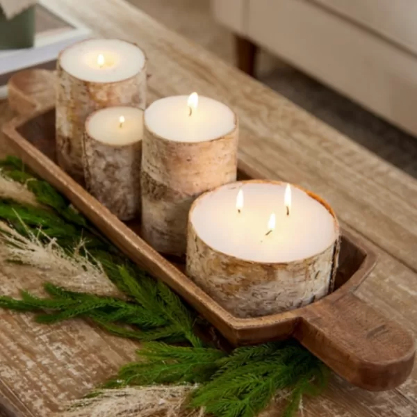 Candles-Kirkland's Home Wide Birch Bark Pillar Candle, 6 In. Tan
