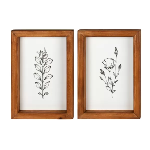 Framed Art-Kirkland's Home Wildflower Stems Framed Art Prints, Set Of 2 White/Black