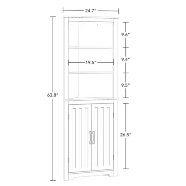 Bathroom Furniture-Kirkland's Home Wood 2-Door Corner Storage Cabinet White