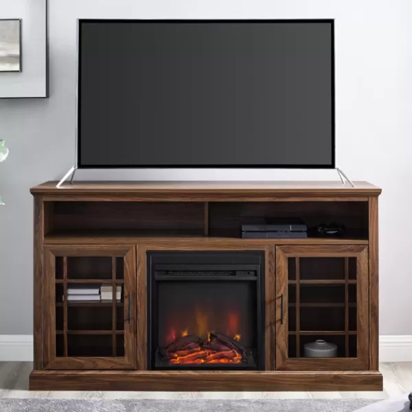 Tv Stands & Media Consoles-Kirkland's Home Wood 2-Door Led Fireplace Cabinet Brown