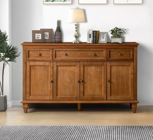 Cabinets & Sideboards-Kirkland's Home Wood 4-Door Sideboard Cabinet Brown