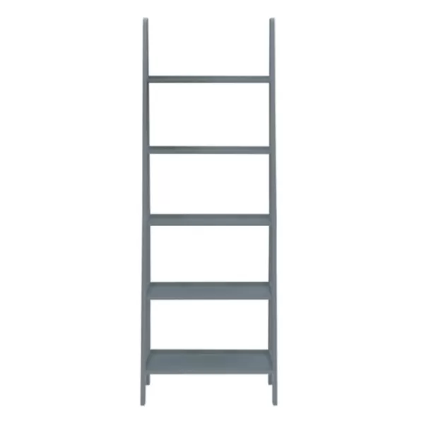 Bookshelves-Kirkland's Home Wood 5-Tier Ladder Bookshelf Gray