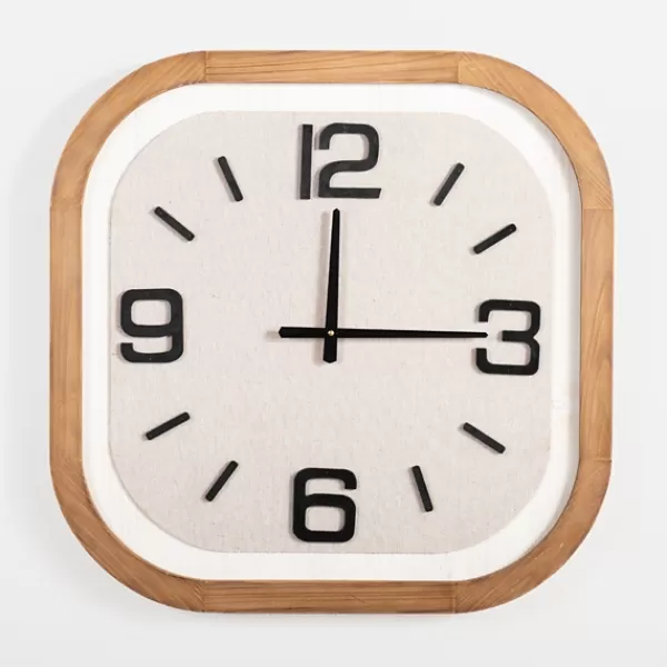 Clocks-Kirkland's Home Wood & Linen Rounded Edge Wall Clock