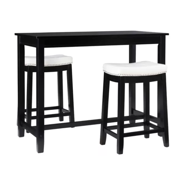 Dining Tables-Kirkland's Home Wood & Upholstered Stools 3-Pc. Dining Set Black