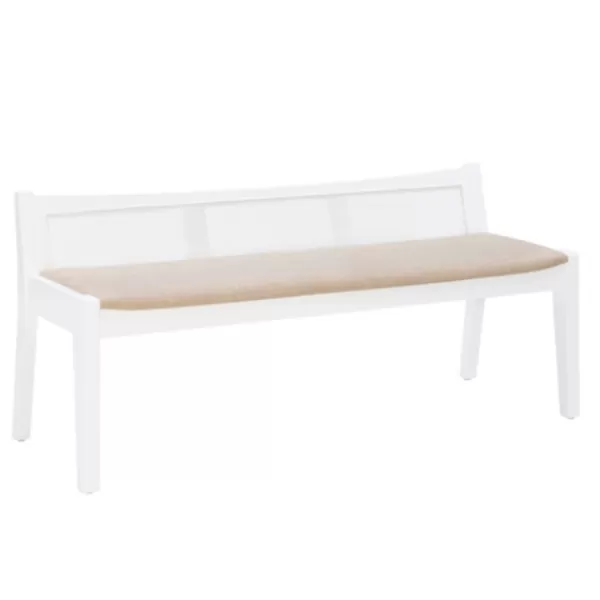 Benches & Ottomans-Kirkland's Home Wood And Cane Upholstered Bench White