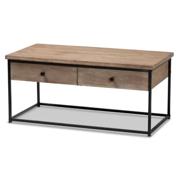 Coffee Tables-Kirkland's Home Wood And Metal 2-Drawer Coffee Table Brown