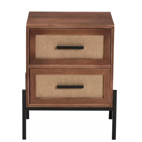 Nightstands-Kirkland's Home Wood And Metal 2-Drawer Nightstand Brown