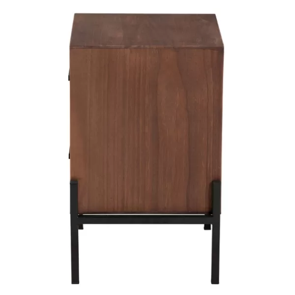 Nightstands-Kirkland's Home Wood And Metal 2-Drawer Nightstand Brown