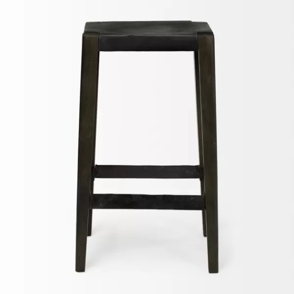 Bar Stools & Counter Height Stools-Kirkland's Home Wood And Metal Bar Stool Black