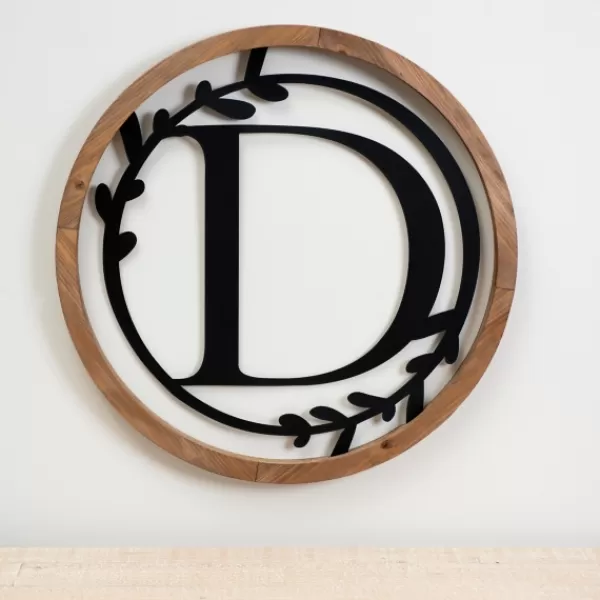 Monogram Wall Decor-Kirkland's Home Wood And Metal Laurel Monogram D Plaque