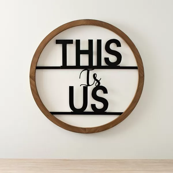 Wall Quotes & Signs-Kirkland's Home Wood And Metal This Is Us Round Plaque Black/Brown