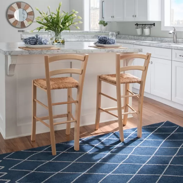 Bar Stools & Counter Height Stools-Kirkland's Home Wood And Seagrass Counter Stools, Set Of 2 Brown