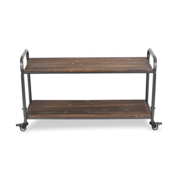 Kitchen Islands & Bar Carts-Kirkland's Home Wood And Steel Frame 2-Tier Rolling Cart