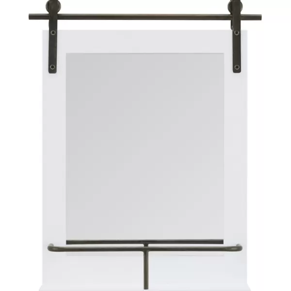 Decorative Mirrors-Kirkland's Home Wood Barn Door Frame With Shelf Wall Mirror White