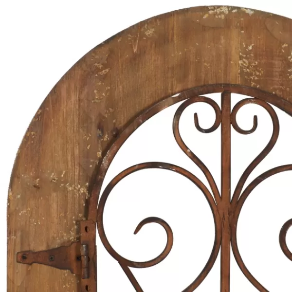 Wall Plaques-Kirkland's Home Wood Black Metal Scrollwork Wall Plaque Brown