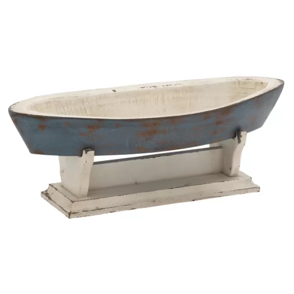 Statues & Figurines-Kirkland's Home Wood Boat Sculpture Blue