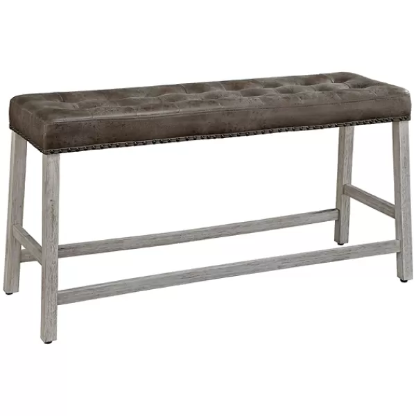 Dining Chairs-Kirkland's Home Wood Button Tufted Upholstered Dining Bench White