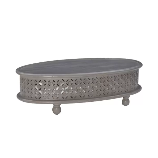 Coffee Tables-Kirkland's Home Wood Carved Medallion Coffee Table Gray